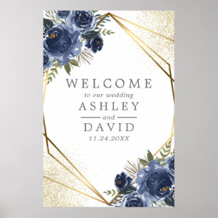 Poster Fleurs de marine aquarelle florale mariage de bien