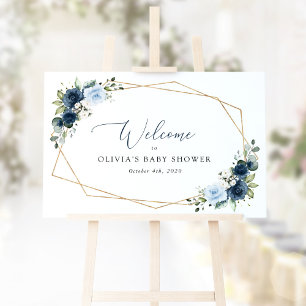 Poster Fleurs de marine, Fleurs bleues, Baby shower d'acc