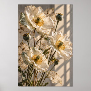 Poster Fleurs de Pavot Blanc et Capsules de Semences Mura