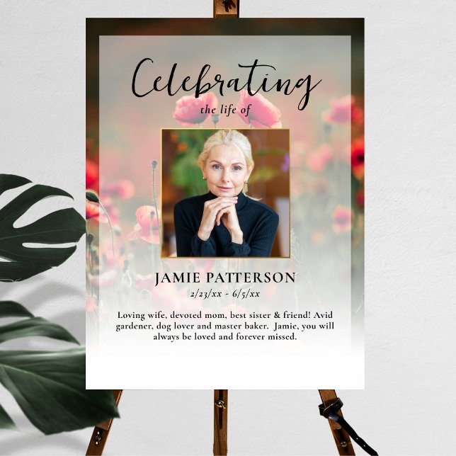 Poster Fleurs de pavot Célébration de la vie Photo, Funér (Créateur téléchargé)