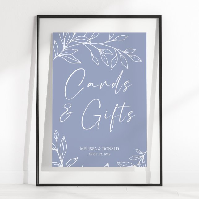 Poster Fleurs de Pervenche Carte de Mariage Simple & Cade (Créateur téléchargé)