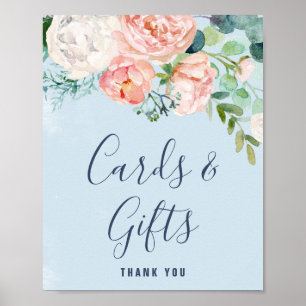 Poster Fleurs de pivoine romantiques Cartes et cadeaux