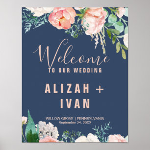 Poster Fleurs de pivoines romantiques   Mariage de bienve