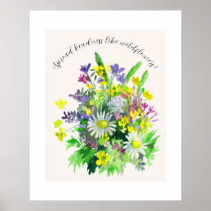 Poster Fleurs de prairie sauvage répandent la gentillesse