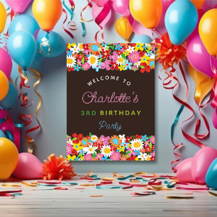 Poster Fleurs de printemps colorées Jardin Anniversaire B