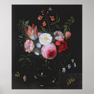 Poster Fleurs de printemps dans un vase en verre, 17ème s