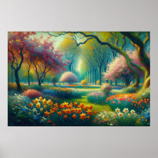 Poster Fleurs de printemps Jardin botanique Impressionnis
