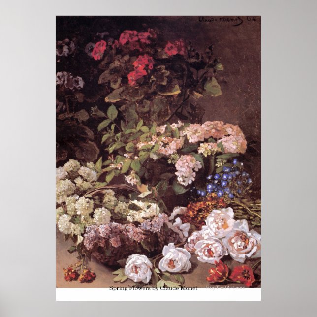 Poster Fleurs de printemps par Claude Monet (Devant)