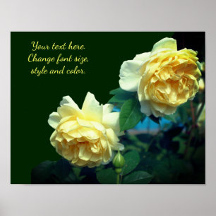 Poster Fleurs de rose jaune Ajouter votre texte