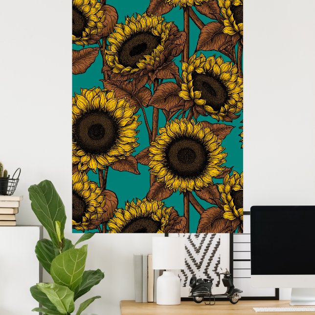 Poster Fleurs de soleil (Bureau à domicile)
