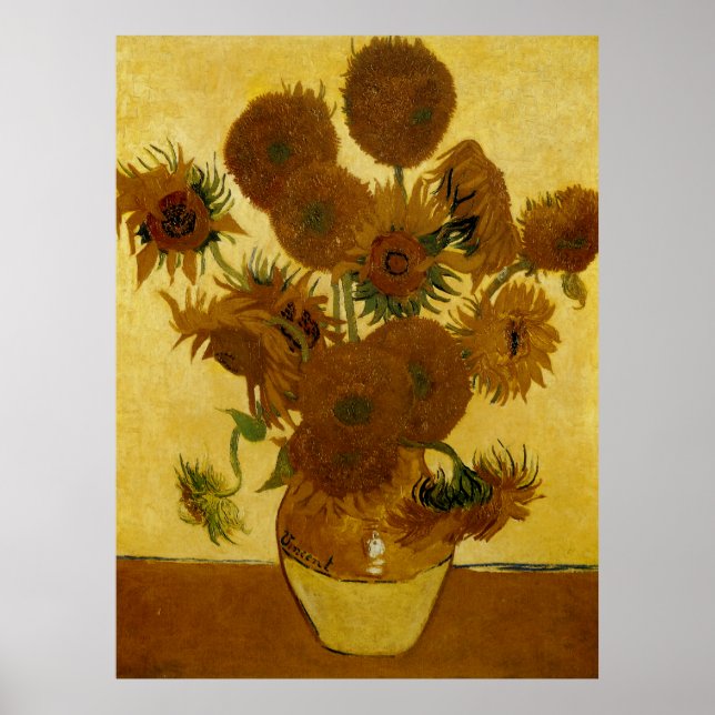 Poster Fleurs de soleil : 1888 par Van Gogh (Devant)
