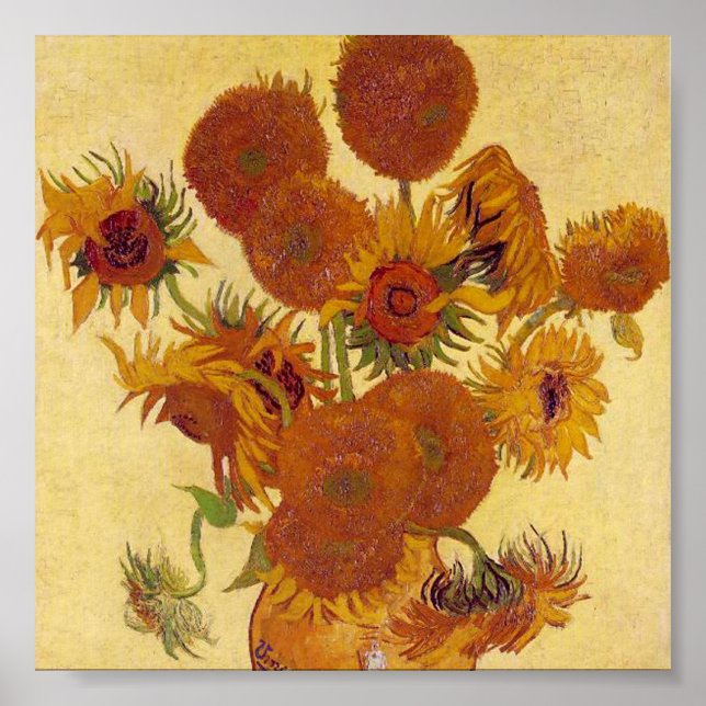 Poster Fleurs de soleil dans un vase (F454) Van Gogh Art (Devant)