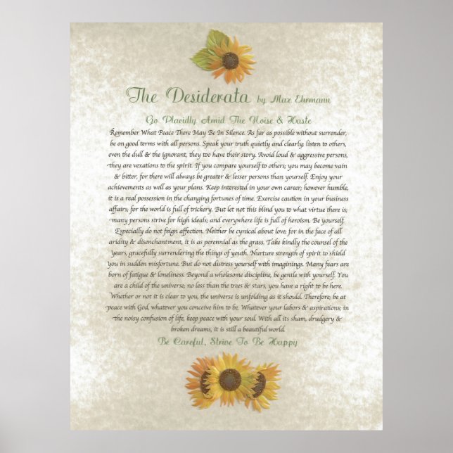 Poster Fleurs de soleil DESIDERATA (Devant)
