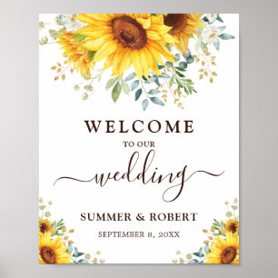 Poster Fleurs de soleil modernes été Jardin Mariage Bienv