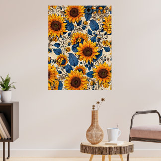 Poster Fleurs de soleil rayonnantes : Symphonie de joie c