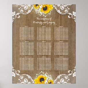 Poster Fleurs de soleil rustiques et dentelle de respirat