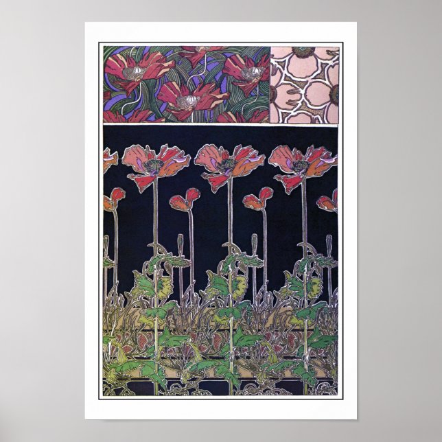 Poster Fleurs de style Art Nouveau, Mucha (Devant)