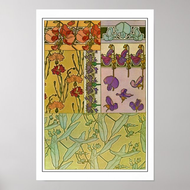 Poster Fleurs de style Art Nouveau, Mucha (Devant)