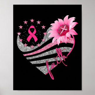 Poster Fleurs de tournesol rose Ruban Faith Cancer du sei