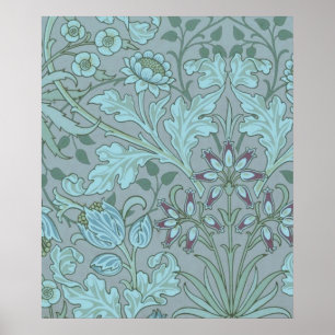 Poster Fleurs décoratives bleu pastel
