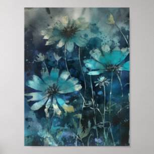 Poster Fleurs d'été bleues