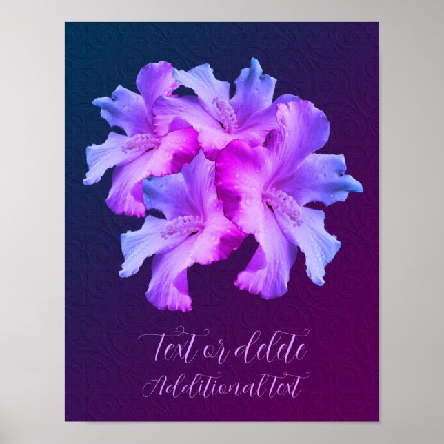 Poster Fleurs d'Hibiscus blanc Bouquet teinté Personnalis (Devant)