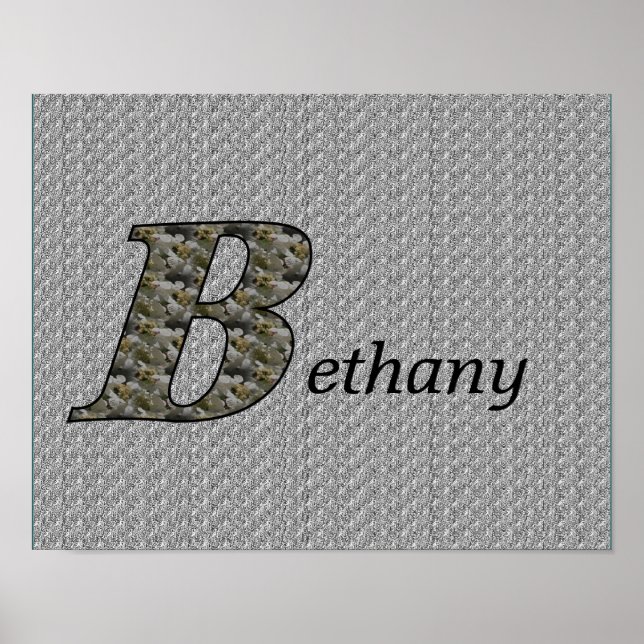 Poster Fleurs d'hortensia à initiale de monogramme B Pers (Devant)