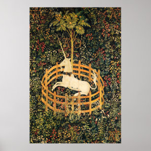 POSTER FLEURS D'IMAGINAIRES UNICORNES ET GOTHIQUES, MOTIF