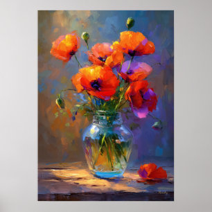 Poster Fleurs d'impressionniste Coquelicots dans un vase 