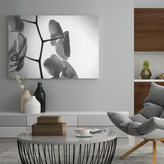 Poster Fleurs d'orchidées noires et blanches sur la tige (Créateur téléchargé)