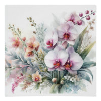 Fleurs d'orchidées tropicales aquarelle pastel