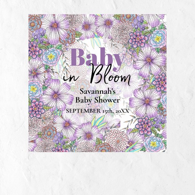 Poster Fleurs élégantes violettes du jardin Bébé en fleur (Créateur téléchargé)