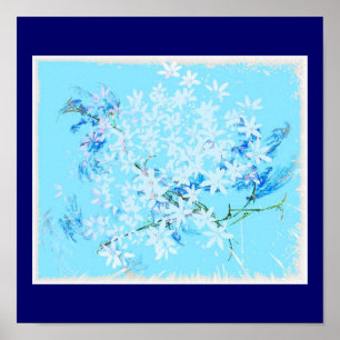 Poster Fleurs en bleu
