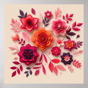 Poster Fleurs en papier colorées