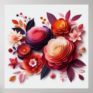 Poster Fleurs en papier colorées