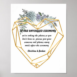 Poster Fleurs et coeur géométrique pour la fête de mariag