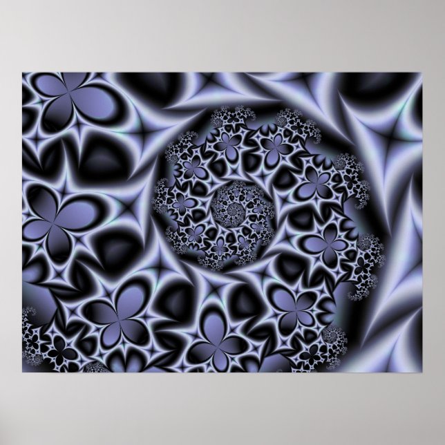 Poster Fleurs et diamants monochromes (Devant)