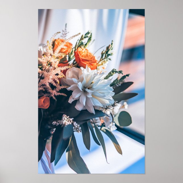 Poster Fleurs éternelles : Bouquet Mariage dans un jardin (Devant)