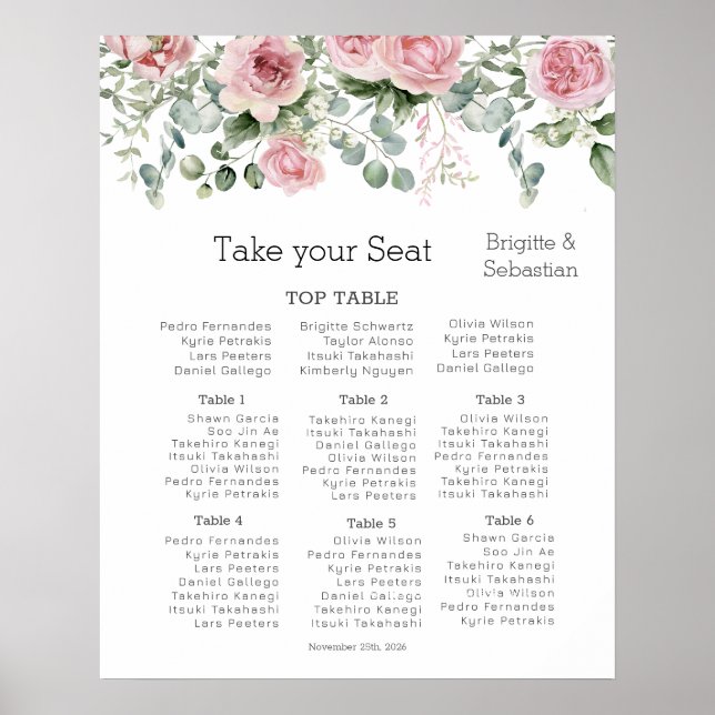 Poster Fleurs éthérées Aquarelle Florale Siège Mariage (Devant)