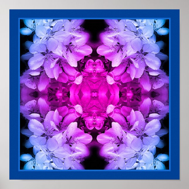 Poster Fleurs Fleurs Noir Et Blanc Abstrait Tinté (Devant)