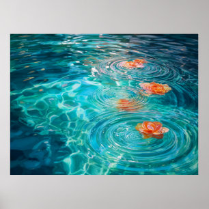 Poster Fleurs flottant sur l'eau