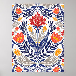 Poster Fleurs folkloriques motif