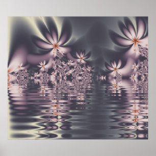 Poster Fleurs fractales Lac Clematis