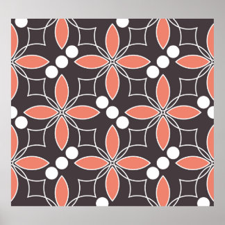 Poster Fleurs géométriques, motif artistique vintage.