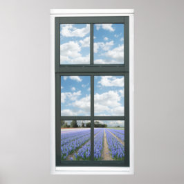 Poster Fleurs Hyacinth Faux de printemps Fenêtre Voir l'a