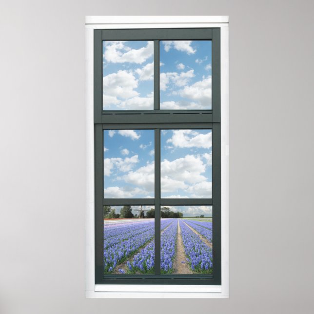 Poster Fleurs Hyacinth Faux de printemps Fenêtre Voir l'a (Devant)