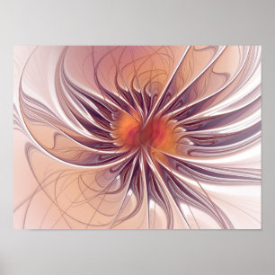Poster Fleurs imaginaires fractales douces et tendres