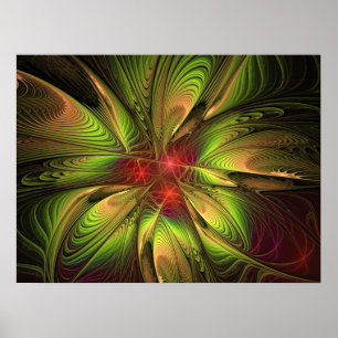 Poster Fleurs imaginaires fractales douces et tendres