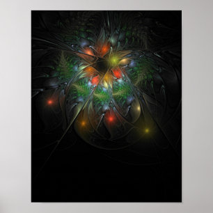 Poster Fleurs imaginaires fractales douces et tendres
