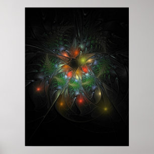 Poster Fleurs imaginaires fractales douces et tendres